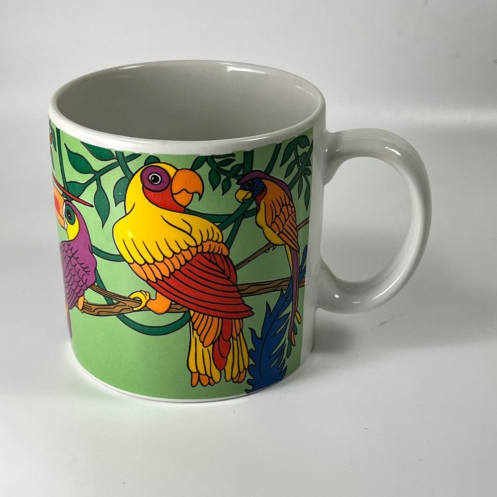 Parrot Bird Coffee Cup Mug Multicolor Ceramic